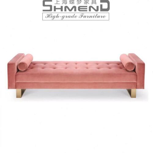 北欧轻奢不锈钢床前凳布艺卧室床尾凳现代简约衣帽间沙发长换鞋凳