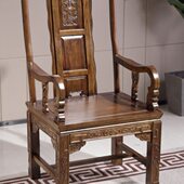 主人椅实木圈椅原木色围椅三件套太师皇宫椅中式 茶椅餐椅扶手靠背