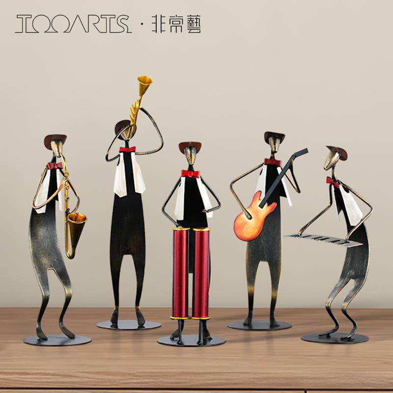 横成手工摆件牛仔乐队吹小号打豉弹琴吉他萨克斯工艺品芭蕾舞组合