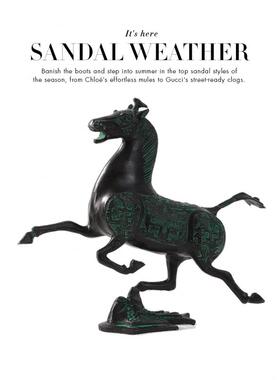 中式样板间装饰品 纯铜马踏飞燕书房博古架摆件仿古青铜器工艺品