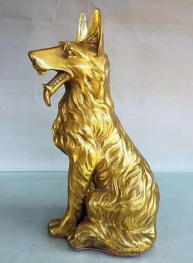 开运纯铜狼狗风水家居招财摆件看门狗贵犬护运守财铜狗风水工艺品