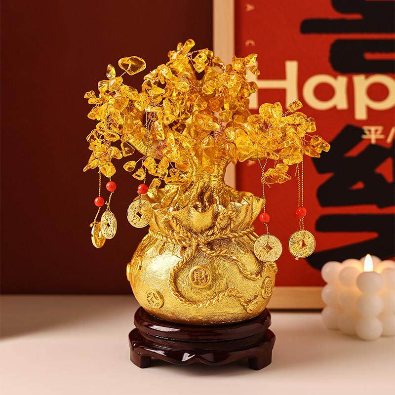 黄水晶发财树摆件招财树家居创意酒柜家装饰品客厅电视柜桌面摆设,家居饰品,桌面摆件,淘宝优惠券,粉丝福利购,淘宝优惠卷