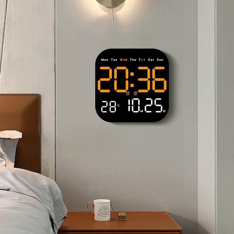 座钟简约大屏数字时钟多功能LED静音钟电视柜坐台客厅挂墙时钟