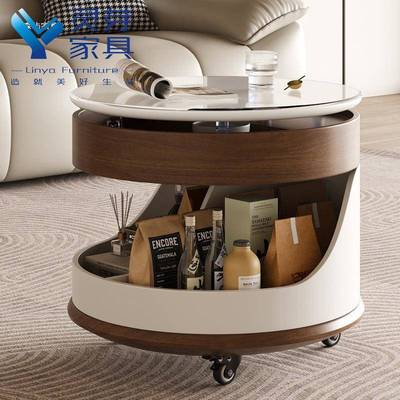 中古小推车客厅可移动折叠带轮小推桌升降茶几边几实木派小户型