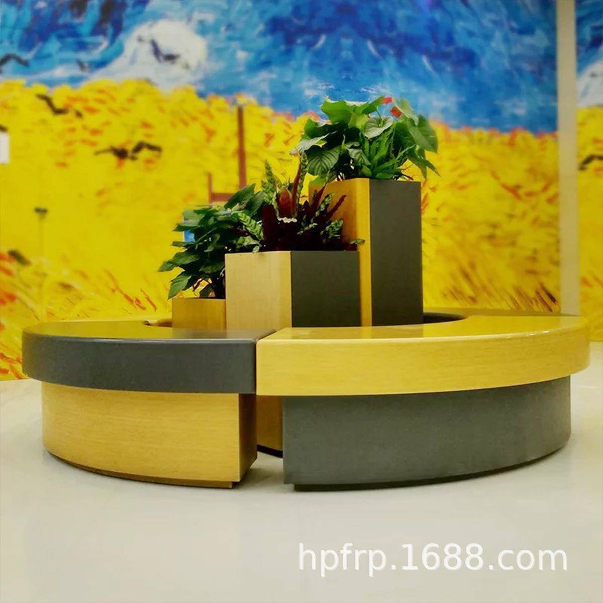 玻璃钢环形组合座椅现代商场美陈开业软装拼接组合花盆长凳