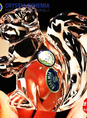 捷克进口水晶玻璃动物小摆件北欧轻奢家居创意装饰品X糖缸礼物客