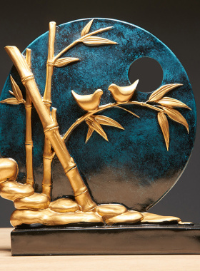 新中式富贵竹玄关摆件现代轻x奢家居客厅酒柜电视柜树脂工艺品摆