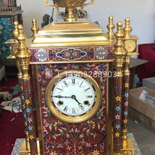 欧式报台钟机械红景泰蓝柱座钟景工美式六精品珐琅中式金时钟古典