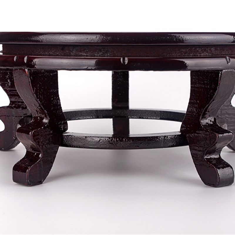 睡莲陶瓷花盆壶花瓶底座托架y奇石香炉木托盘架圆形摆件底座木