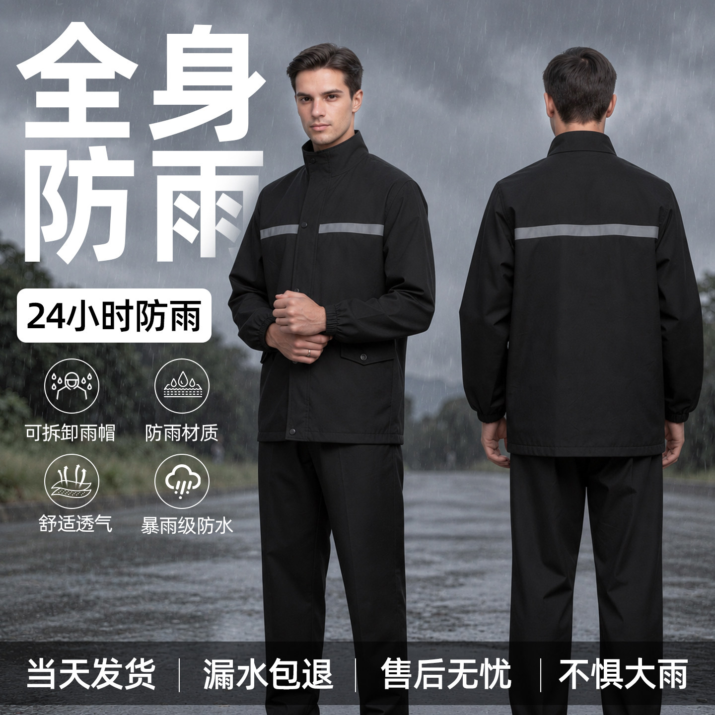 雨衣全身防暴雨加厚成人打笋子男女反光雨衣徒步干活采茶户外工作