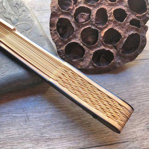 9.5寸A级司玉手工镶嵌乌木翻轮扇子折扇中国风定制苏工扇面