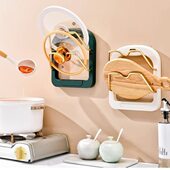 免打孔壁挂式 多功能置物架家用多层砧板架 锅盖架厨房收纳架一体式