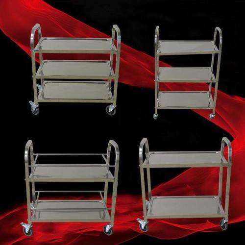 商用不锈钢餐车餐厅小推车三层送餐车酒水车火锅店配菜移动收碗车