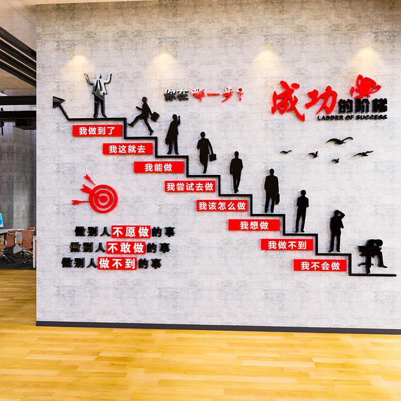 公司企业文化墙面装饰画r办公室励志标语墙贴纸员工激励会议室布
