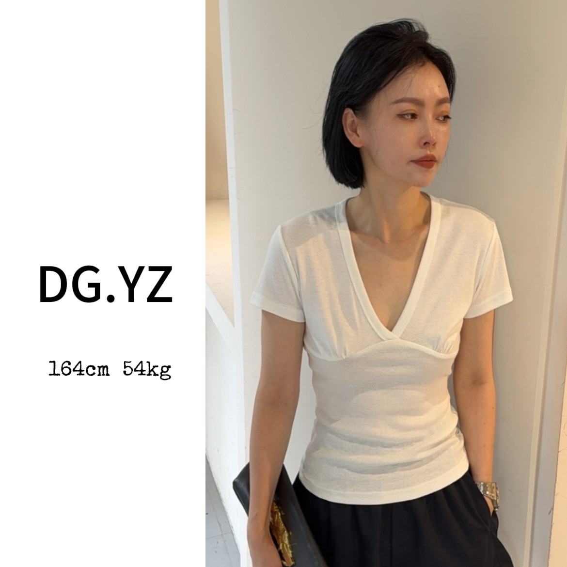 【樱子家】2821F夏季新款V领分割设计感百搭显瘦上衣