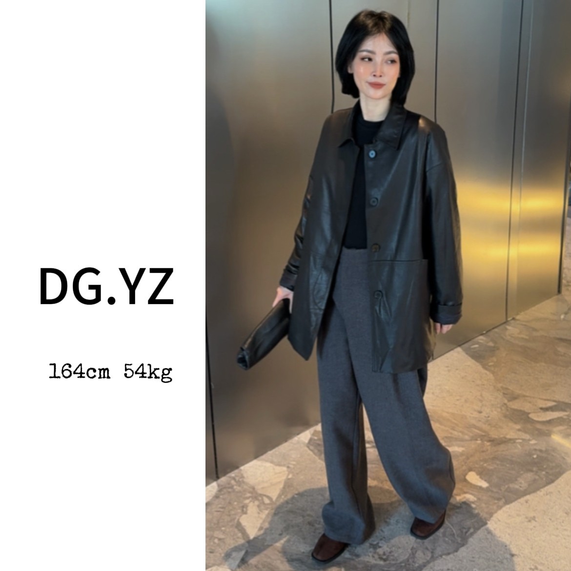 【樱子家】88228F简约高级感polo领风衣中长款皮衣鹅绒服外套