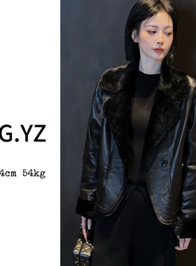 【樱子家】3127F复古机车大翻领真皮外套