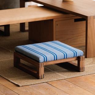 以山 原野矮凳 樱桃木原木矮凳黑胡桃实木小方凳子板凳榻榻米木踏