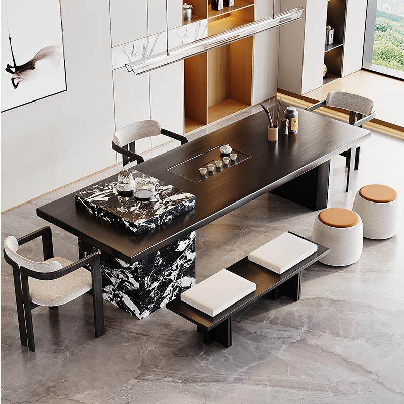 意式极简岛台一体实木茶桌椅2025新款高端办公室接待茶台轻奢高级,住宅家具,家用茶台/茶桌,淘宝优惠券,粉丝福利购,淘宝优惠卷