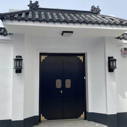 中式铜门别墅大门双开门农村自建房家用乡村庭院不锈钢进户对开门