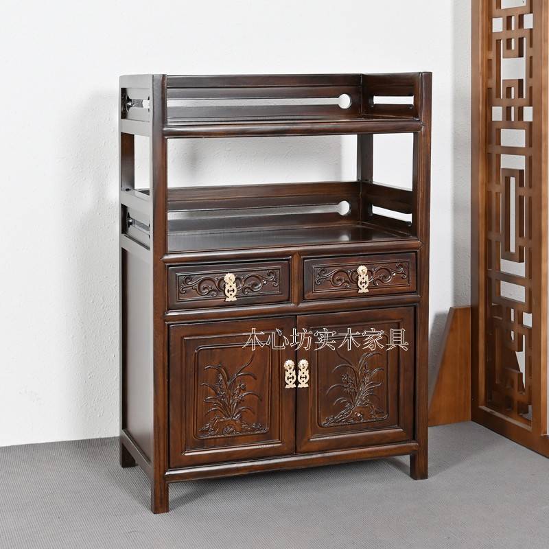 需定制实木茶柜茶水柜中式客厅简约储茶台小型茶桌边柜茶叶置物架