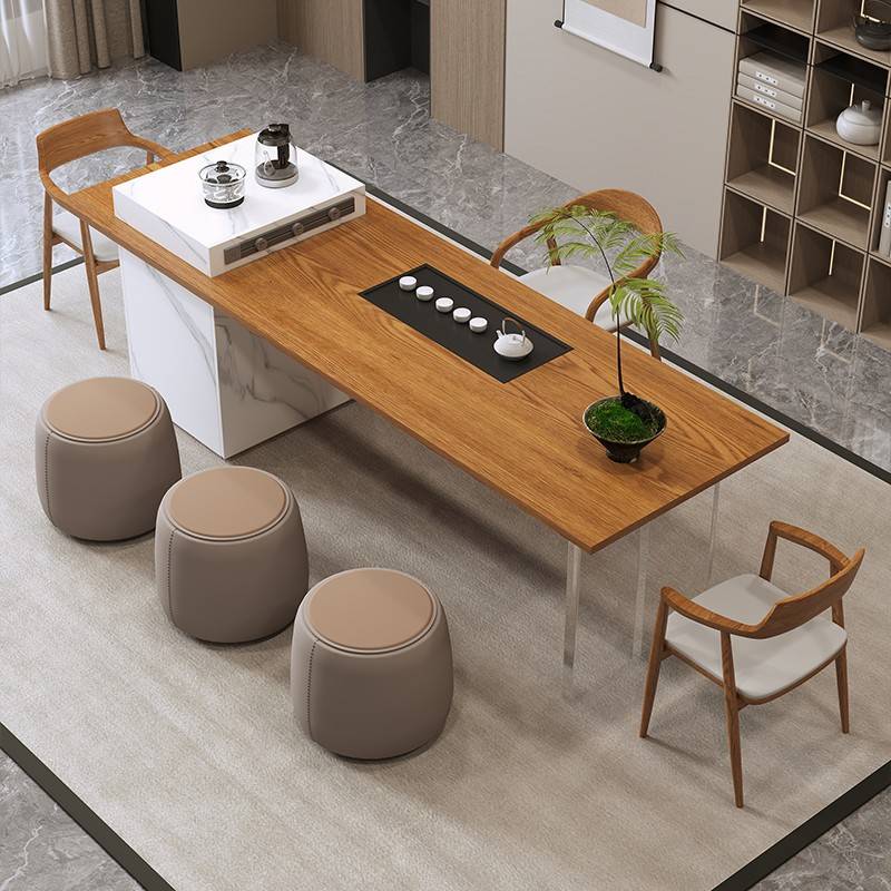 需定制侘寂风原木大板茶桌客厅家用现代简约茶台会客办公室泡茶桌