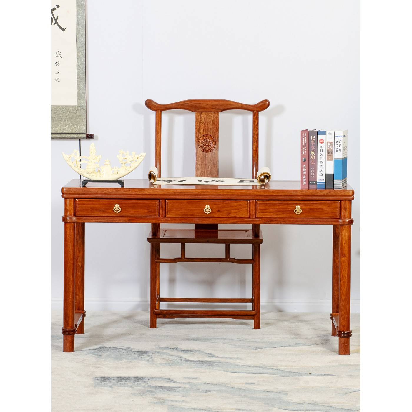需定制红木书桌 刺猬紫檀书桌新中式实木办公桌花梨木彷古写字台