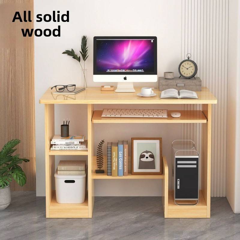 需定制实木电脑桌桌面桌家庭学生简单卧室桌中文键盘主机现代桌