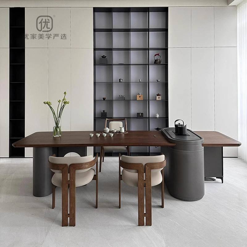 需定制新中式黑胡桃茶桌椅组合禅意家用客厅实木茶台现代大气泡茶