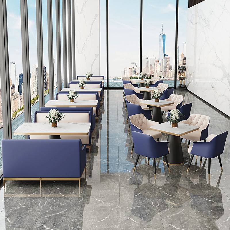需定制咖啡厅酒店自助餐厅餐桌椅组合清酒吧餐饮网红休闲区卡座沙