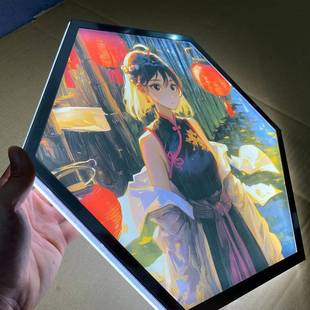 需定制磁吸发光相框异形超薄灯箱可更换画面圆形多边形六角形照片