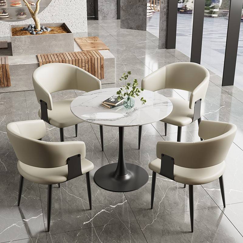 需定制岩板洽谈接待小圆桌椅组合休息区简约会客商务谈判民宿阳台