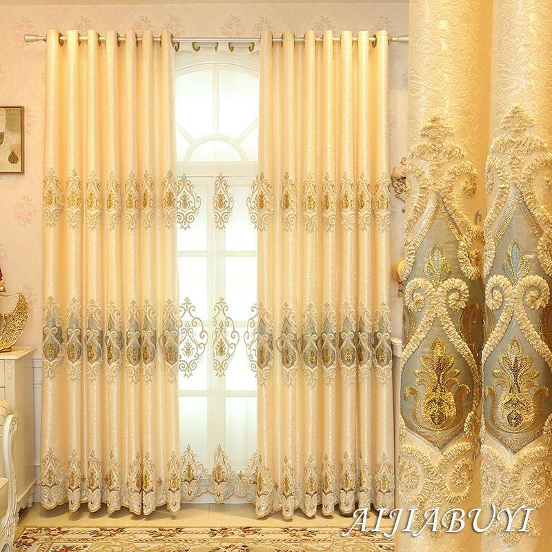高档大气欧式豪华绣花窗帘2021年新款客厅卧室成品奢华遮光布纱帘