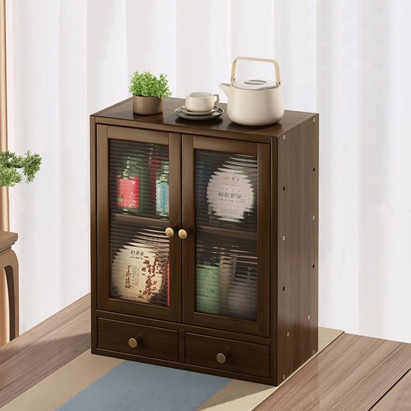 需定制新中式餐边柜桌面实木茶水柜小型茶柜置物架带门茶叶收纳储