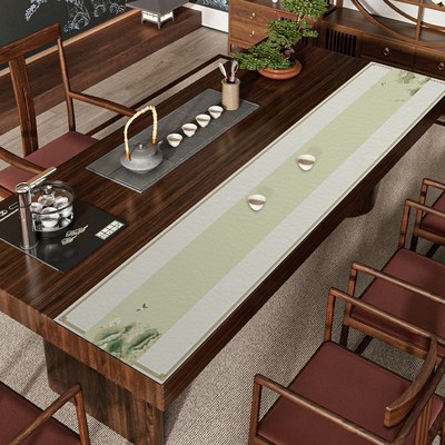 新中式茶席茶桌垫布窄长条茶布茶巾D桌布防水防滑茶台垫席禅意桌