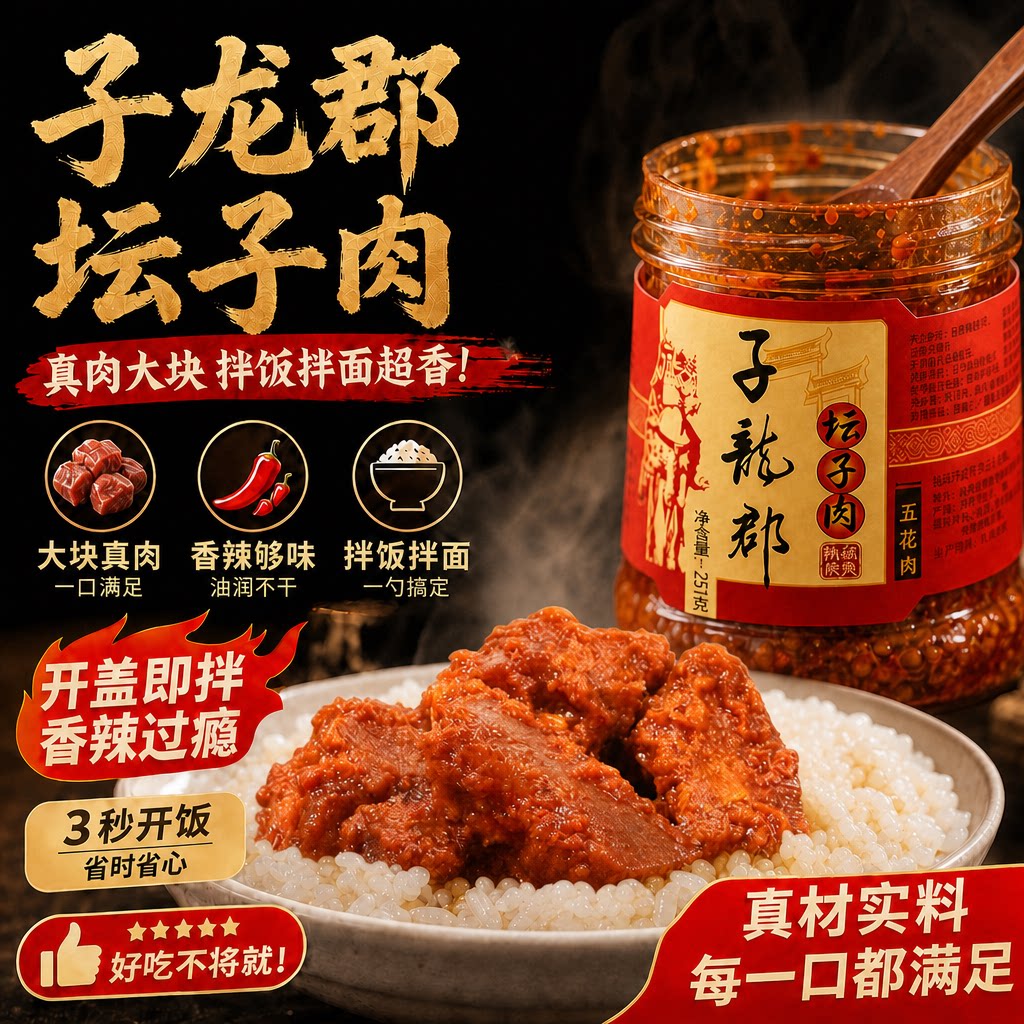 子龙郡坛子肉湖南特产拌饭酱郴州桂阳拌面坛子鱼香辣坛子鸭下饭菜