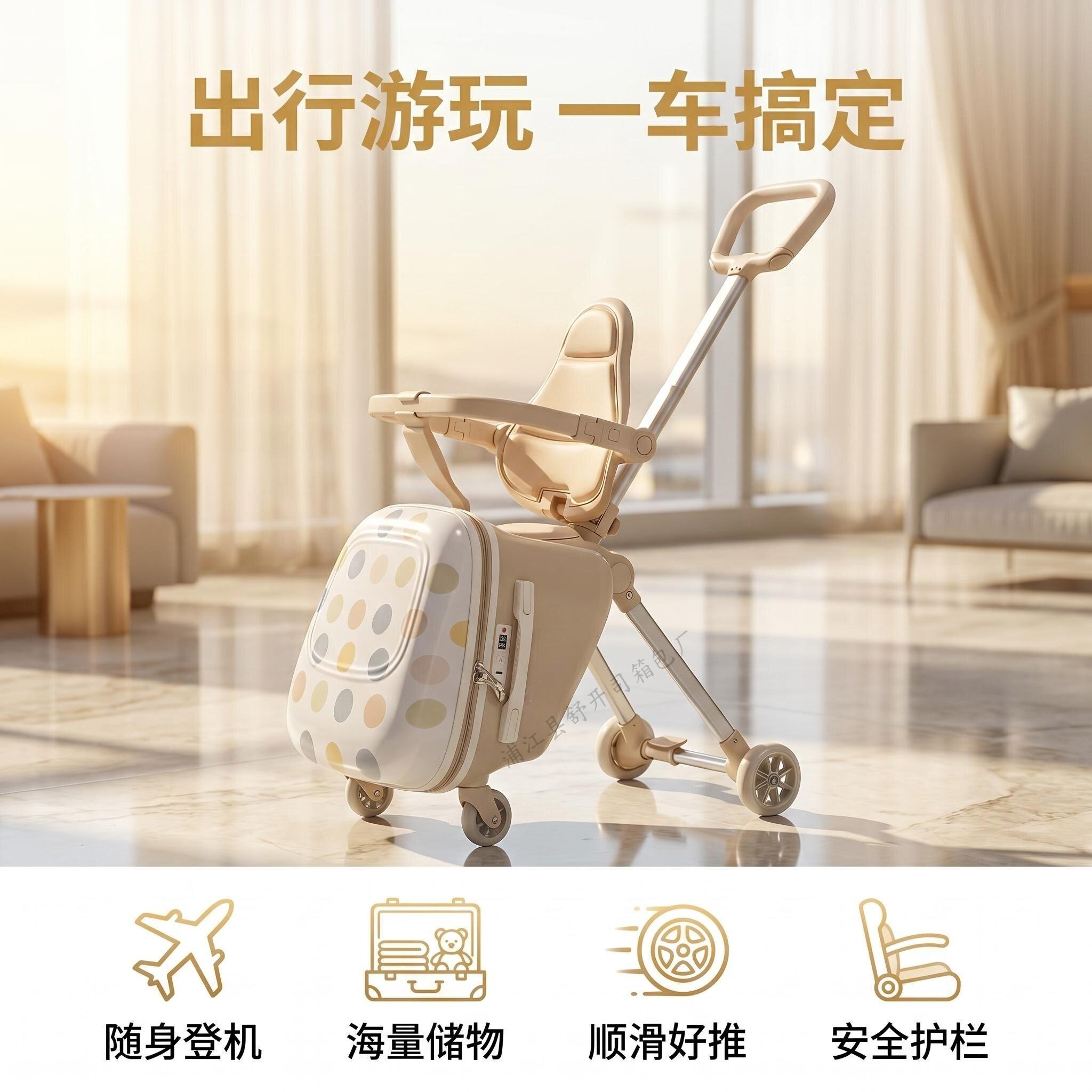 儿童行李箱旅行箱推车带靠背坐垫