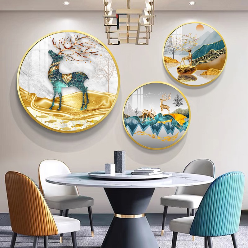 现代简约玄关装饰画圆形晶瓷壁画客厅沙发背景墙挂画X走廊过道墙图片