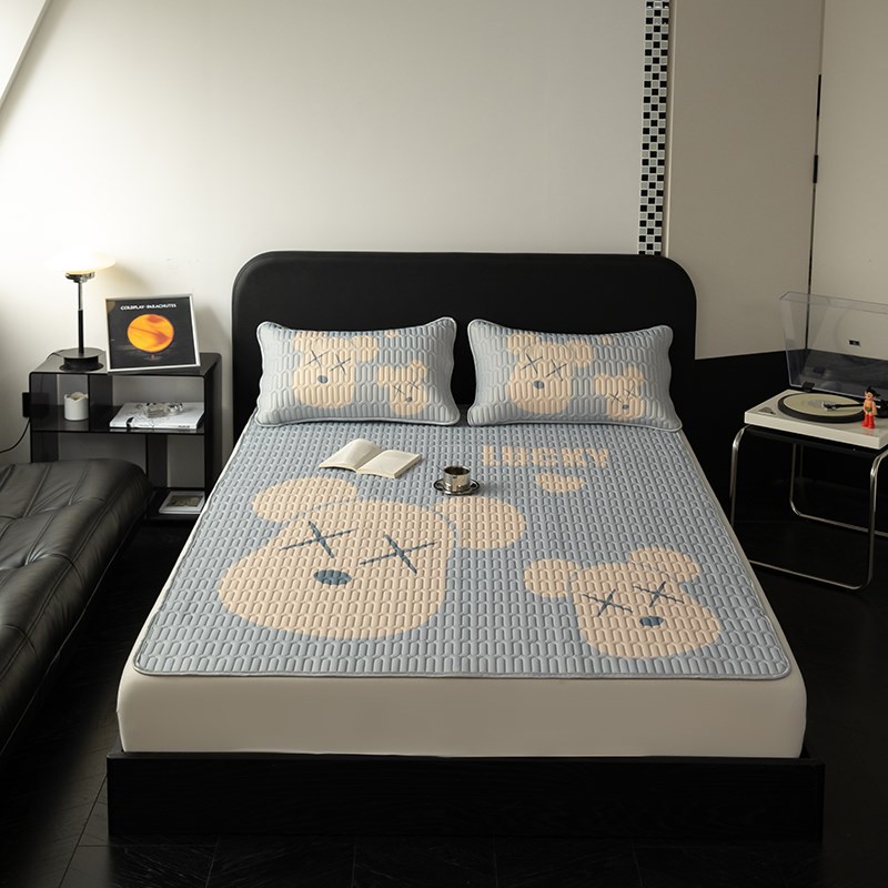 乳胶夏季凉e席三件套a类空调席夏凉席床笠款可折叠机洗数码印花席