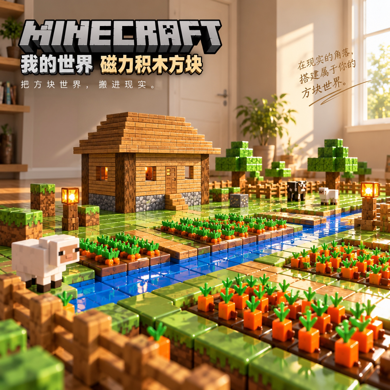 我的世界MC磁吸积木方块儿童益智DIY拼装立体像素场景搭建玩具图片