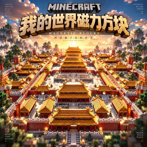我的世界像素磁力方块儿童益智拼装玩具磁吸积木游戏场景搭建礼物