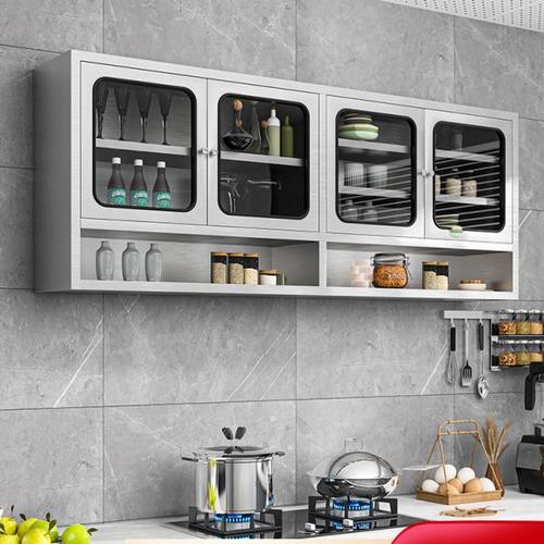 不锈钢厨房吊柜挂墙式阳台壁柜家用储物收纳柜饭店橱柜置物柜定制