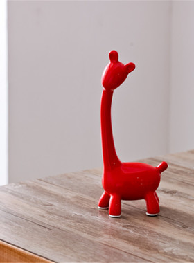 三口之家摆件长颈y鹿家居饰品单个小鹿