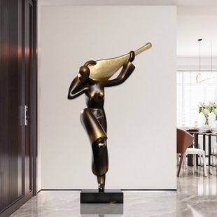 玻璃钢仿铜音乐人物雕塑摆件商业美陈步行街乐队艺术抽象小品装 饰