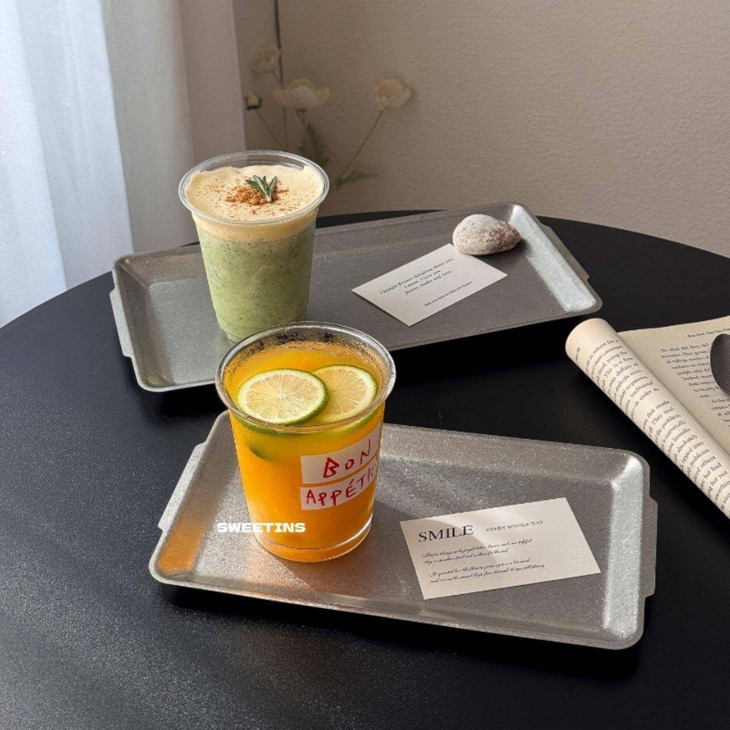 复古餐具不锈钢长方形托盘蛋糕甜品盘子咖啡杯托盘商用薯条小吃盘,餐饮具,盘,淘宝优惠券,粉丝福利购,淘宝优惠卷