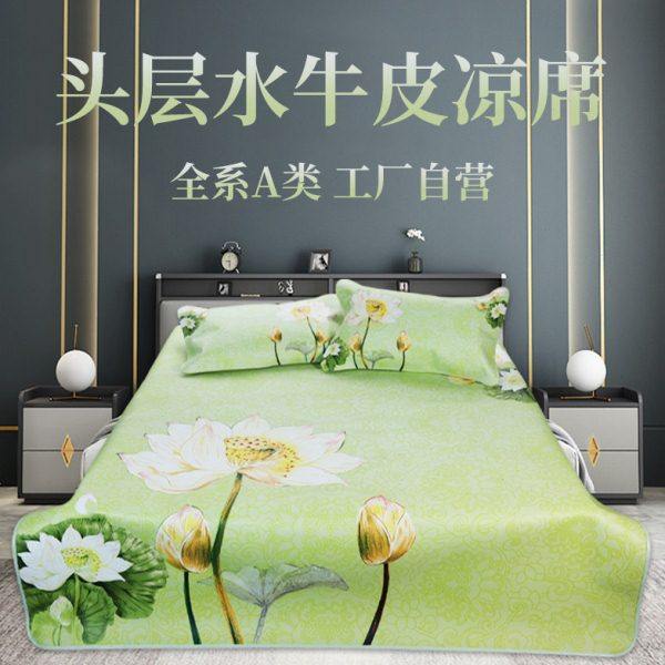 彩色彩绘头层水牛皮凉席牛皮席子软席1.8米1.5m真皮凉席A类一等品