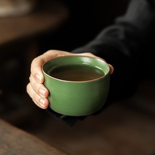汝窑茶杯主人杯功夫茶具个人单杯开片品茗杯单个陶瓷茶碗
