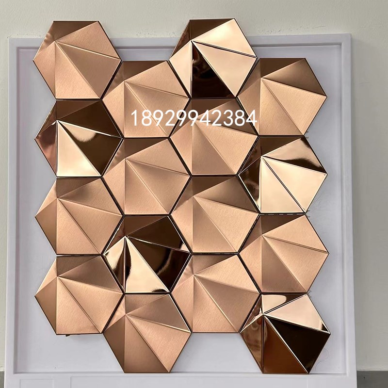 不锈钢六角马赛克电镀金属瓷砖3D立体墙砖KTV酒店U餐厅电视背景墙