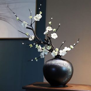 家居装 禅意复古陶瓷花瓶摆件客厅插花电视柜餐桌玄关创意新中式 饰