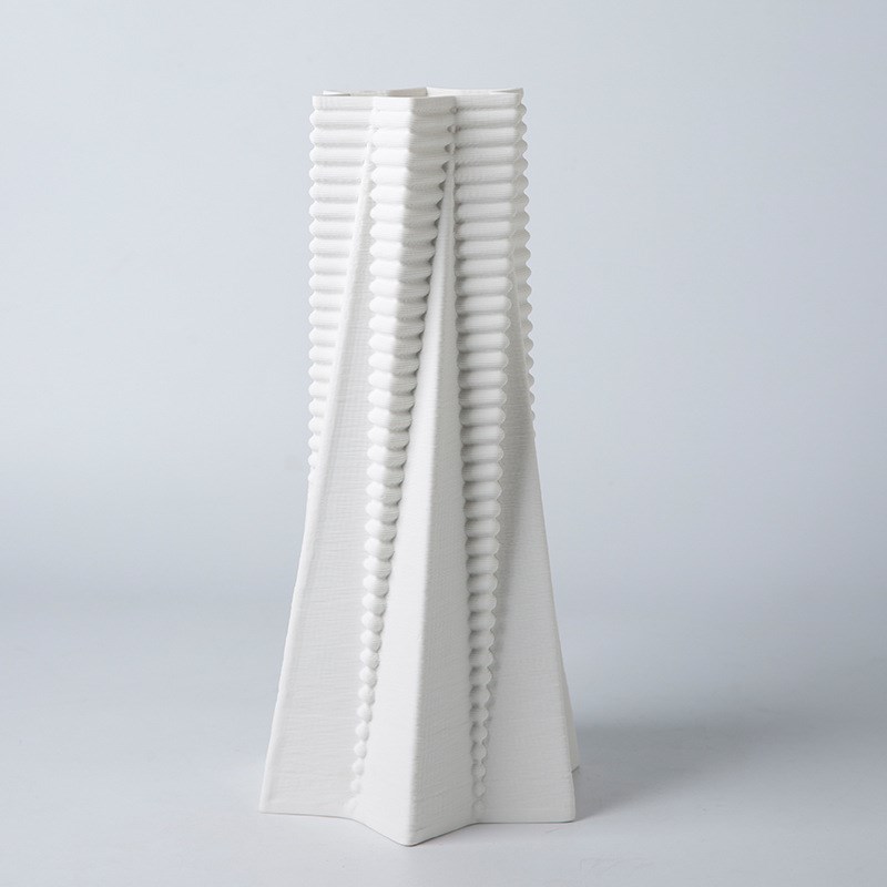 3D打印白色陶瓷花瓶样板房客厅创意插花装饰摆件酒U店会所玄关花